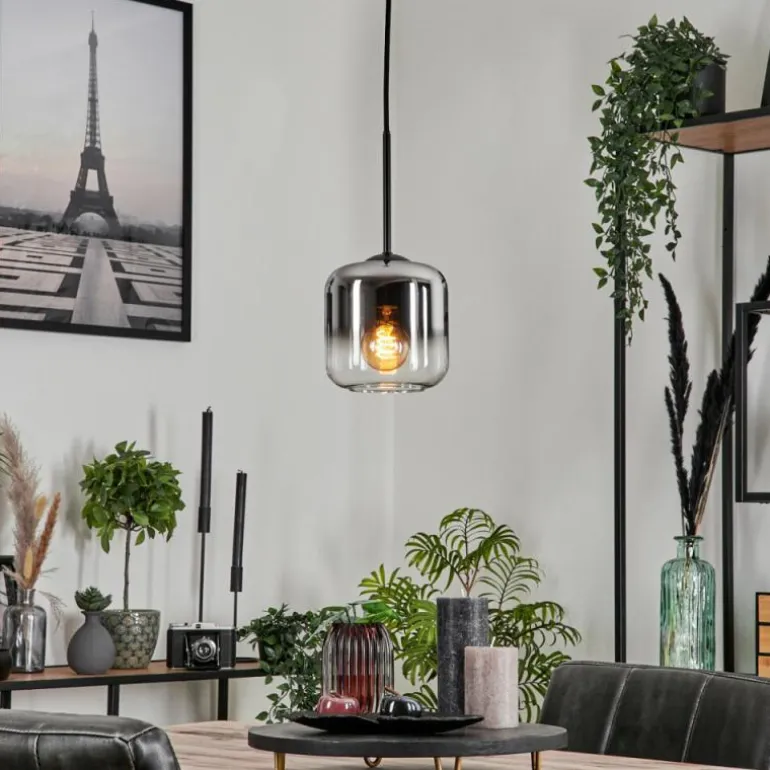 Suspension Verre 15 cm Lauden Chrome, Clair, Fumé, 1 lumière