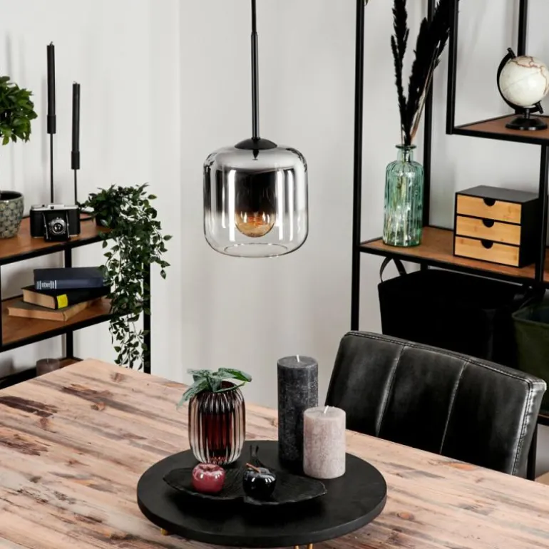 Suspension Verre 15 cm Lauden Chrome, Clair, Fumé, 1 lumière