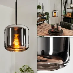 Suspension Verre 15 cm Lauden Chrome, Fumé, 1 lumière