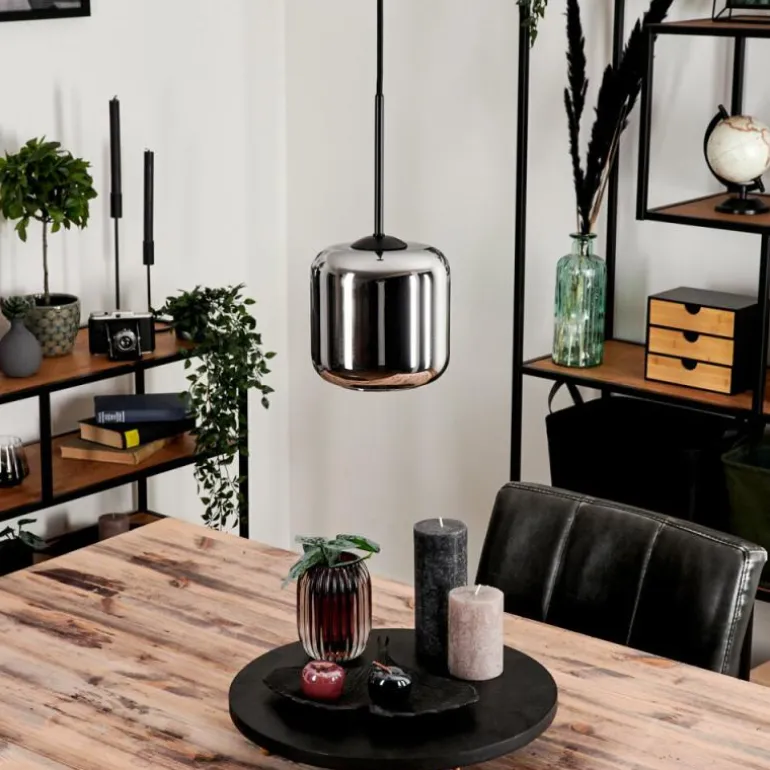 Suspension Verre 15 cm Lauden Chrome, Fumé, 1 lumière