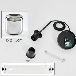 Suspension Verre 15 cm Lauden Chrome, Fumé, 1 lumière