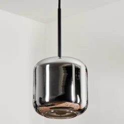 Suspension Verre 15 cm Lauden Chrome, Fumé, 1 lumière