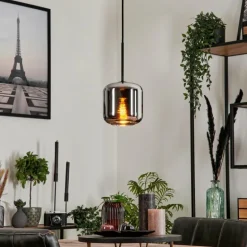 Suspension Verre 15 cm Lauden Chrome, Fumé, 1 lumière