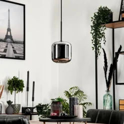 Suspension Verre 15 cm Lauden Chrome, Fumé, 1 lumière