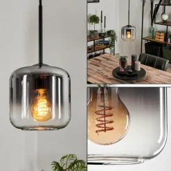 Suspension Verre 15 cm Lauden Clair, Fumé, 1 lumière