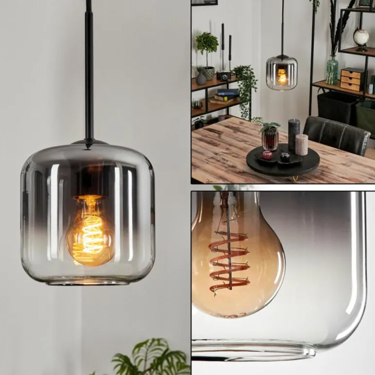 Suspension Verre 15 cm Lauden Clair, Fumé, 1 lumière