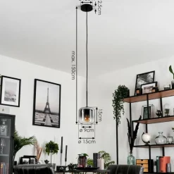 Suspension Verre 15 cm Lauden Clair, Fumé, 1 lumière