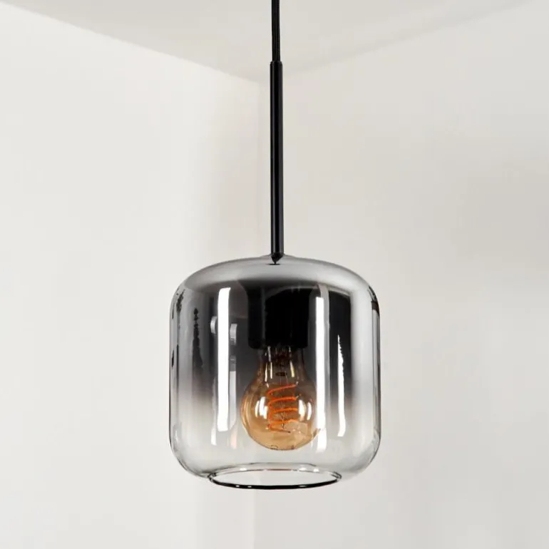 Suspension Verre 15 cm Lauden Clair, Fumé, 1 lumière