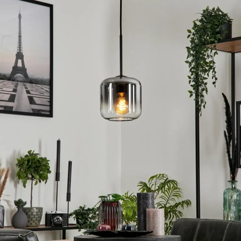 Suspension Verre 15 cm Lauden Clair, Fumé, 1 lumière