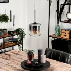 Suspension Verre 15 cm Lauden Clair, Fumé, 1 lumière