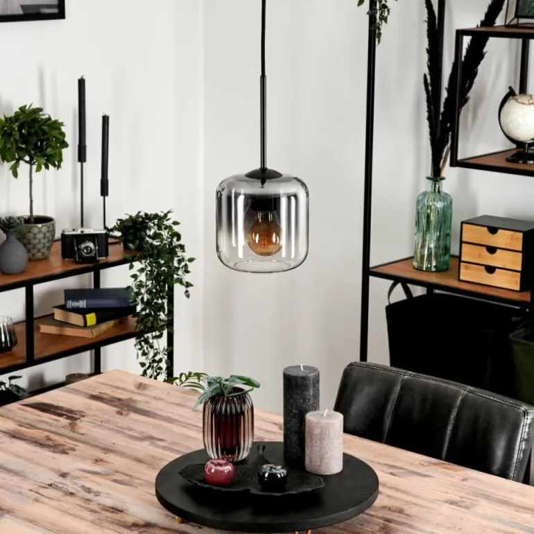 Suspension Verre 15 cm Lauden Clair, Fumé, 1 lumière