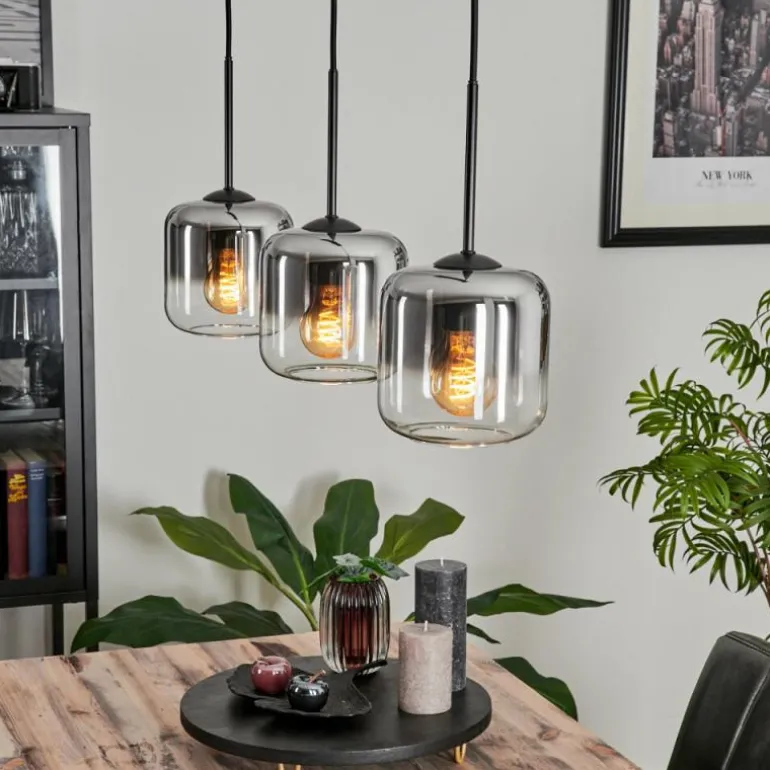 Suspension Verre 15 cm Lauden Chrome, Clair, Fumé, 3 lumières