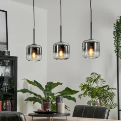 Suspension Verre 15 cm Lauden Chrome, Clair, Fumé, 3 lumières