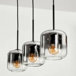 Suspension Verre 15 cm Lauden Chrome, Clair, Fumé, 3 lumières