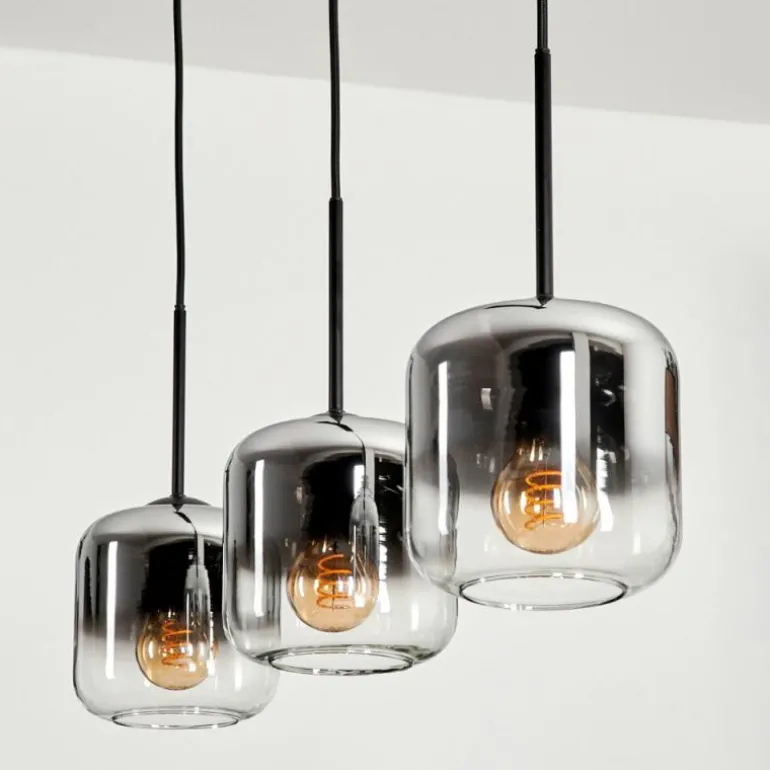Suspension Verre 15 cm Lauden Chrome, Clair, Fumé, 3 lumières