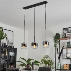 Suspension Verre 15 cm Lauden Chrome, Clair, Fumé, 3 lumières