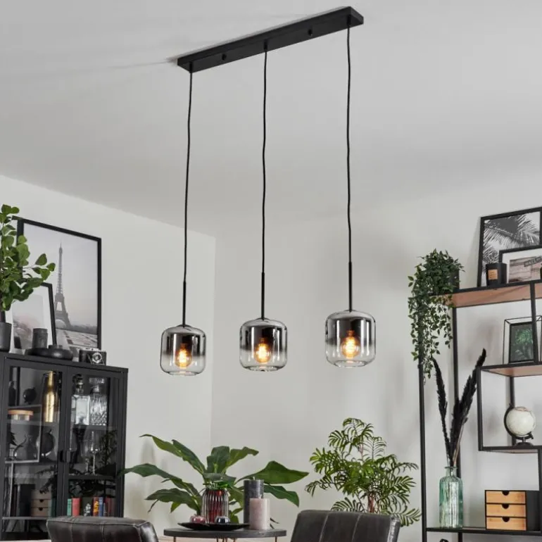 Suspension Verre 15 cm Lauden Chrome, Clair, Fumé, 3 lumières
