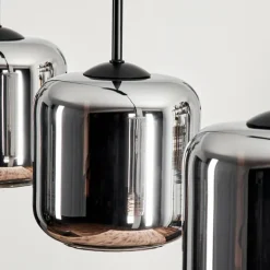 Suspension Verre 15 cm Lauden Chrome, Fumé, 3 lumières