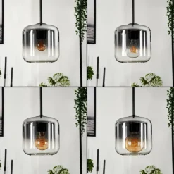 Suspension Verre 15 cm Lauden Clair, Fumé, 3 lumières