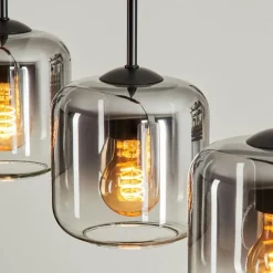 Suspension Verre 15 cm Lauden Clair, Fumé, 3 lumières