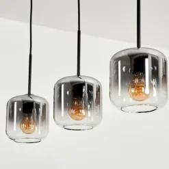 Suspension Verre 15 cm Lauden Clair, Fumé, 3 lumières