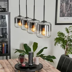 Suspension Verre 15 cm Lauden Chrome, Clair, Fumé, 4 lumières