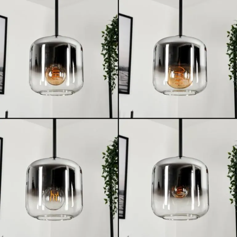 Suspension Verre 15 cm Lauden Chrome, Clair, Fumé, 4 lumières