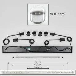 Suspension Verre 15 cm Lauden Chrome, Clair, Fumé, 4 lumières