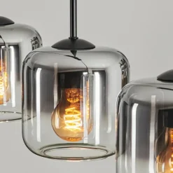 Suspension Verre 15 cm Lauden Chrome, Clair, Fumé, 4 lumières