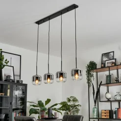 Suspension Verre 15 cm Lauden Chrome, Clair, Fumé, 4 lumières