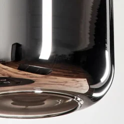 Suspension Verre 15 cm Lauden Chrome, Fumé, 4 lumières