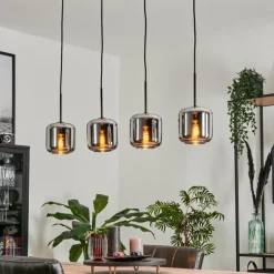 Suspension Verre 15 cm Lauden Chrome, Fumé, 4 lumières