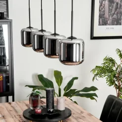 Suspension Verre 15 cm Lauden Chrome, Fumé, 4 lumières