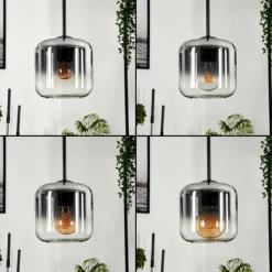 Suspension Verre 15 cm Lauden Clair, Fumé, 4 lumières