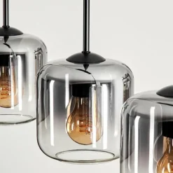 Suspension Verre 15 cm Lauden Clair, Fumé, 4 lumières