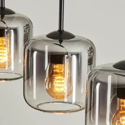 Suspension Verre 15 cm Lauden Clair, Fumé, 4 lumières