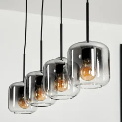 Suspension Verre 15 cm Lauden Clair, Fumé, 4 lumières