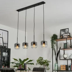 Suspension Verre 15 cm Lauden Clair, Fumé, 4 lumières