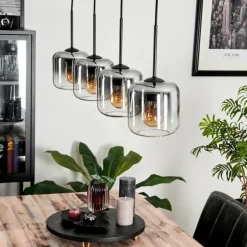 Suspension Verre 15 cm Lauden Clair, Fumé, 4 lumières