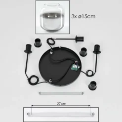 Suspension Verre 15 cm Lauden Chrome, Clair, Fumé, 3 lumières