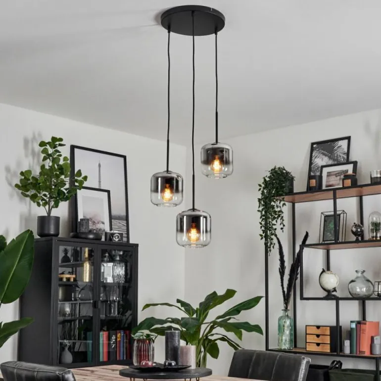 Suspension Verre 15 cm Lauden Chrome, Clair, Fumé, 3 lumières