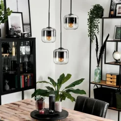 Suspension Verre 15 cm Lauden Chrome, Clair, Fumé, 3 lumières