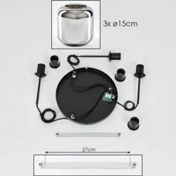 Suspension Verre 15 cm Lauden Chrome, Fumé, 3 lumières