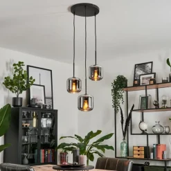 Suspension Verre 15 cm Lauden Chrome, Fumé, 3 lumières