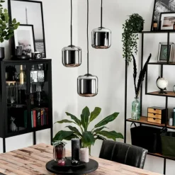 Suspension Verre 15 cm Lauden Chrome, Fumé, 3 lumières