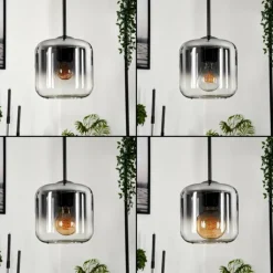 Suspension Verre 15 cm Lauden Clair, Fumé, 3 lumières