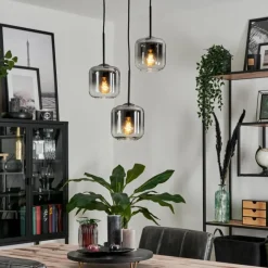 Suspension Verre 15 cm Lauden Clair, Fumé, 3 lumières