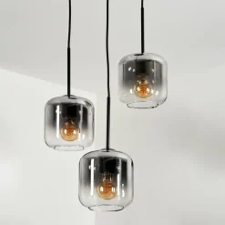 Suspension Verre 15 cm Lauden Clair, Fumé, 3 lumières