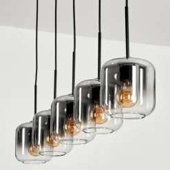 Suspension Verre 15 cm Lauden Clair, Fumé, 5 lumières