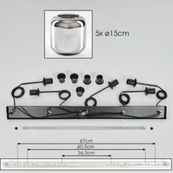 Suspension Verre 15 cm Lauden Chrome, Fumé, 5 lumières